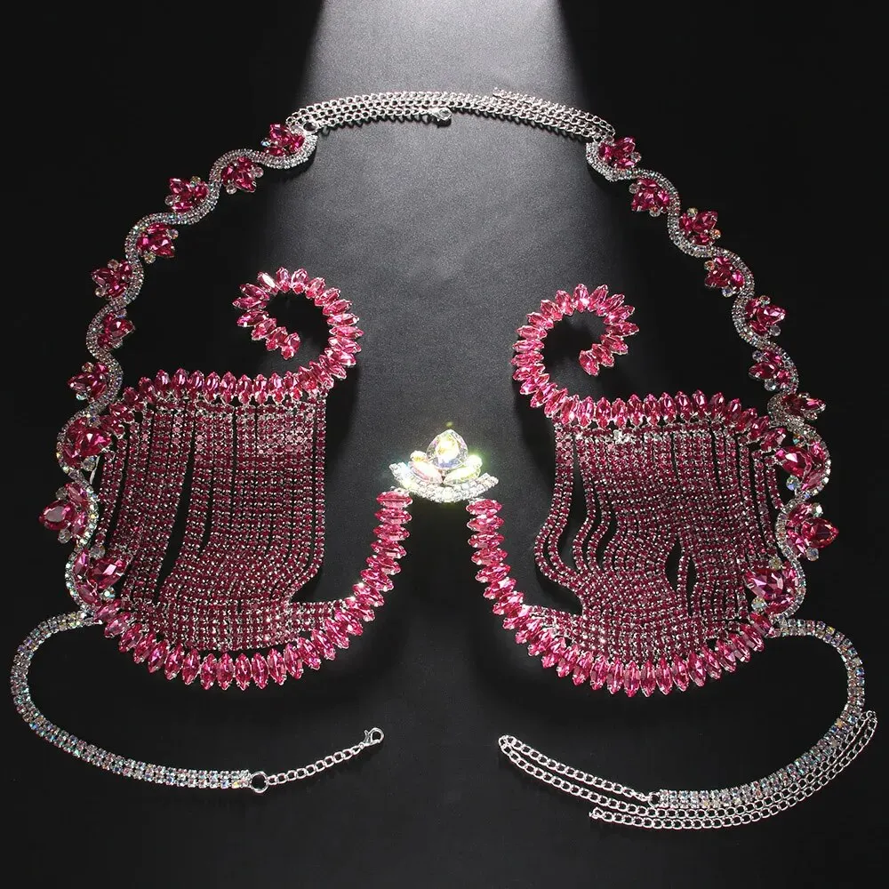 女性のためのピンクのクリスタルの胸のサポート,ナイトクラブの - Body Jewelry Retainers のレビューと価格