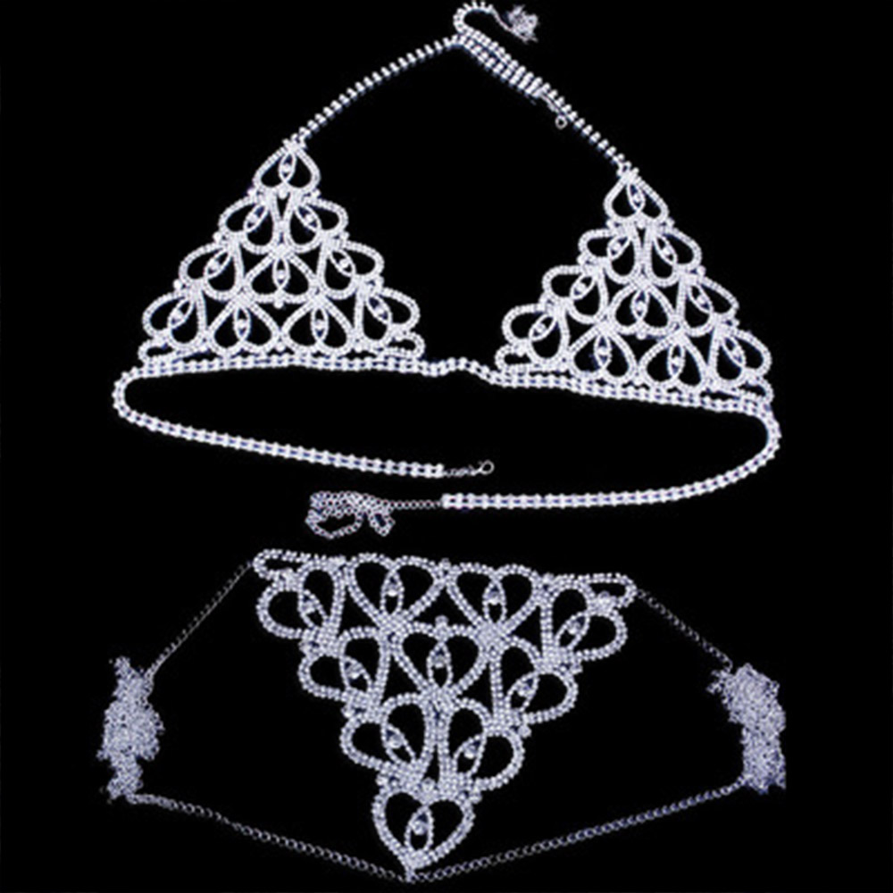 ファッションラインストーンハートブラジャー Tバックセットビ - Body Jewelry Retainers のレビューと価格