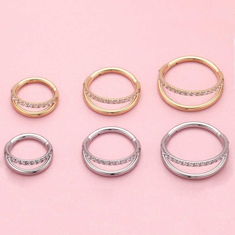 ASTM F136 チタン 16 グラムムーンノーズリングフ - Septum Clicker Ring のレビューと価格