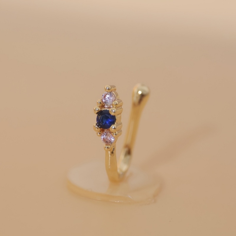 真鍮製のブルージルコンノーズクリップ1個セット、女性用ボヘミ - Body Jewelry Nose Ring のレビューと価格