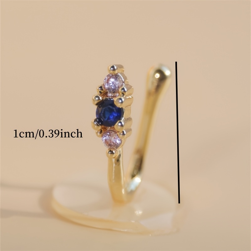 真鍮製のブルージルコンノーズクリップ1個セット、女性用ボヘミ - Body Jewelry Nose Ring のレビューと価格
