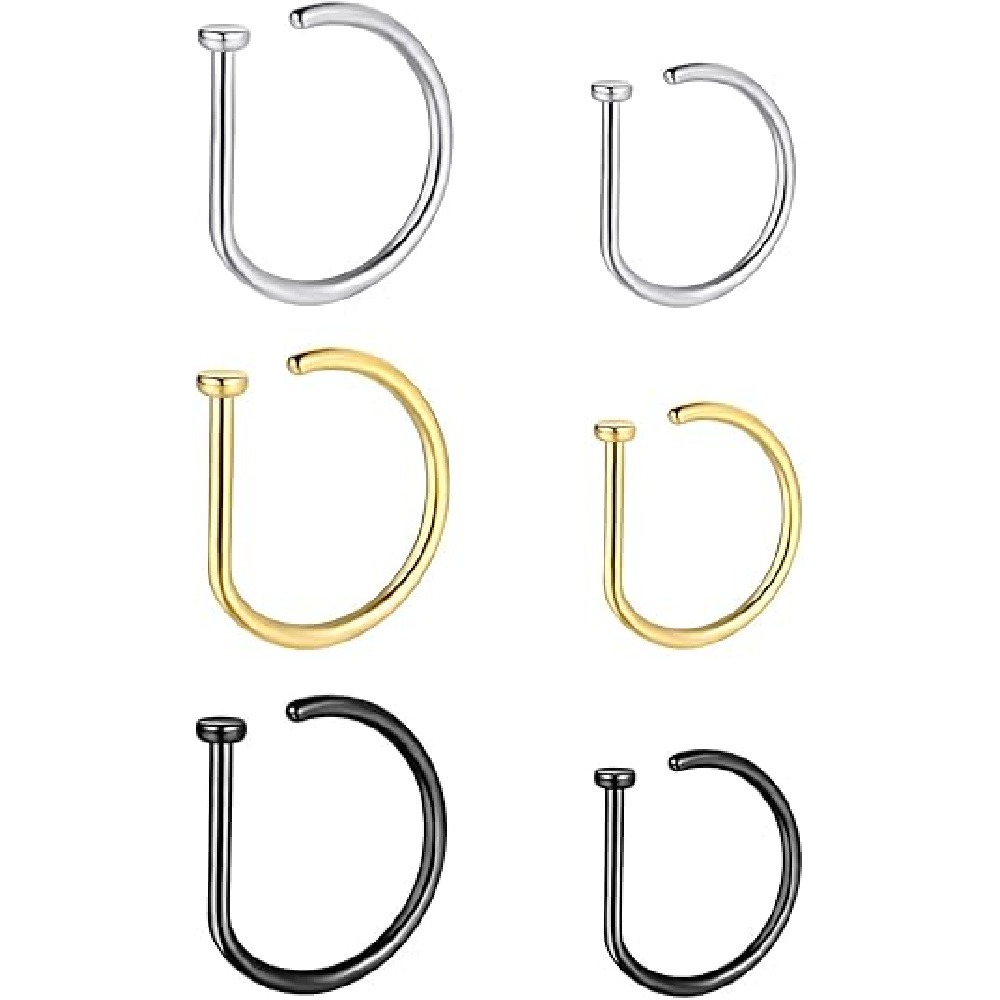 4個セット ノンピアス D型ノーズリング フェイクノーズカフ - Body Jewelry Nose Ring のレビューと価格