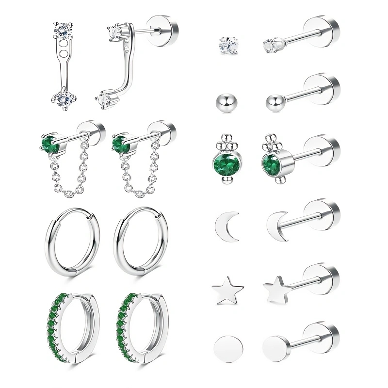 20 個のステンレス鋼の繊細で快適なグリーンジェムストーンフ - Body Jewelry Flat Back のレビューと価格