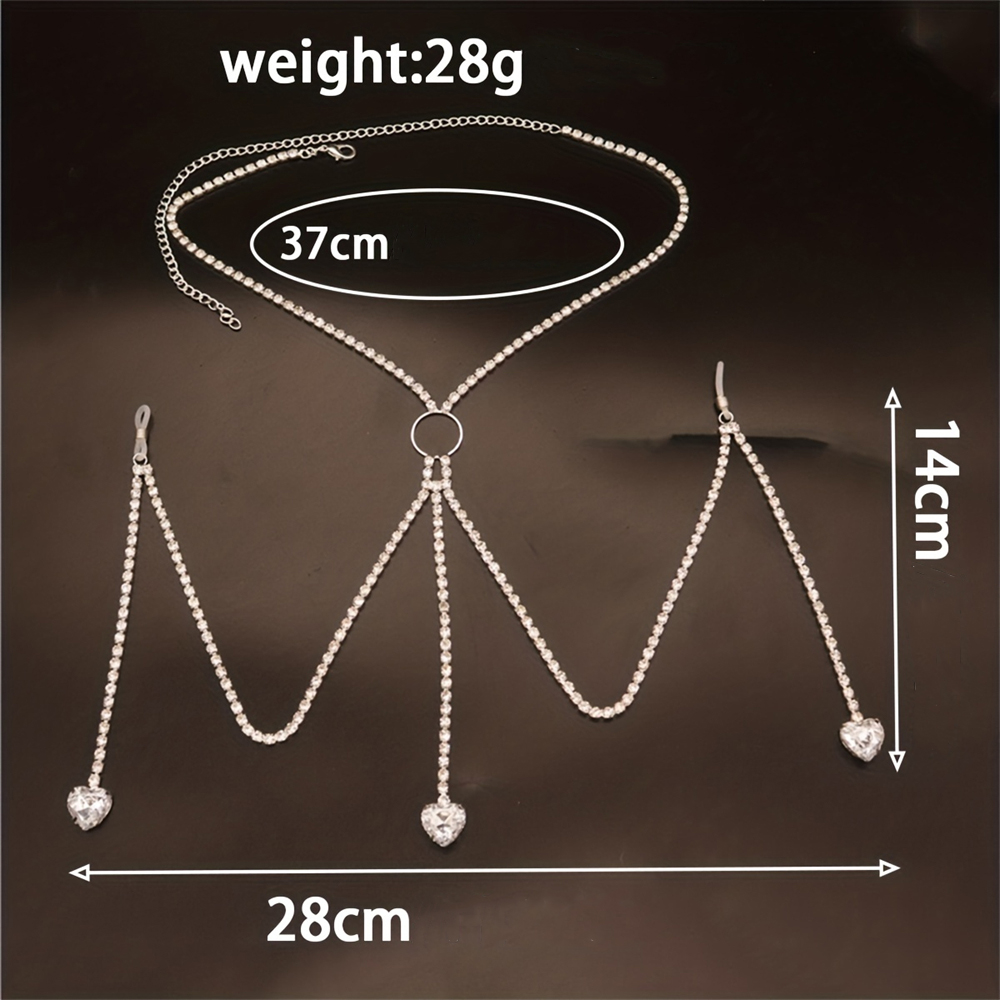 ハート型のネックレスチェーン,光沢のあるラインストーン,水滴 - Body Jewelry Retainers のレビューと価格