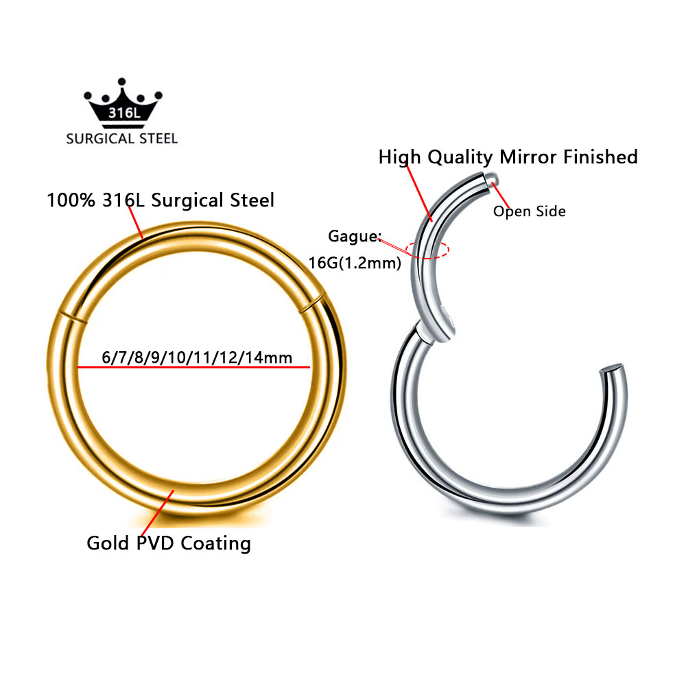 316L サージカルスチールクリッカーセグメントノーズリング - Septum Clicker Ring のレビューと価格