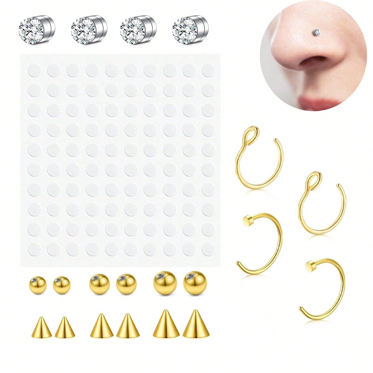 フェイクノーズリング、フェイクセプタム（女性用）、フェイクノ - Body Jewelry Nose Ring のレビューと価格