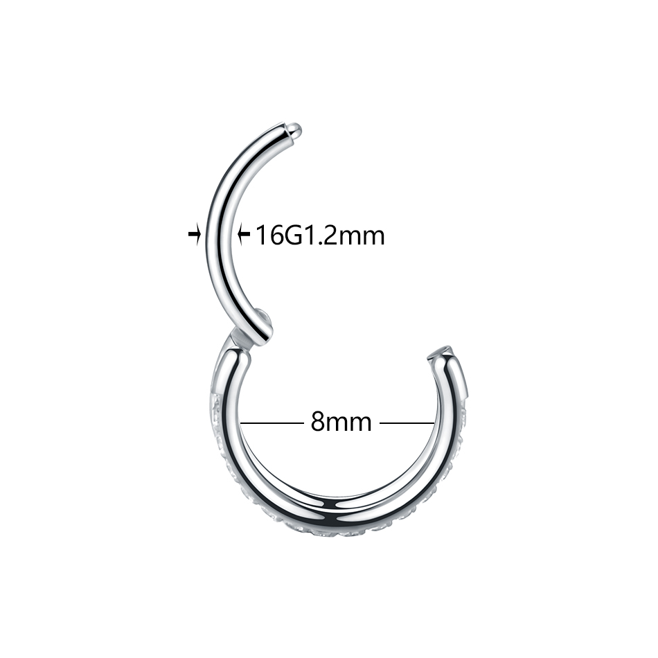 1pc チタン軟骨フープイヤリングジルコンハートヒンジセグメ - Septum Clicker Ring のレビューと価格