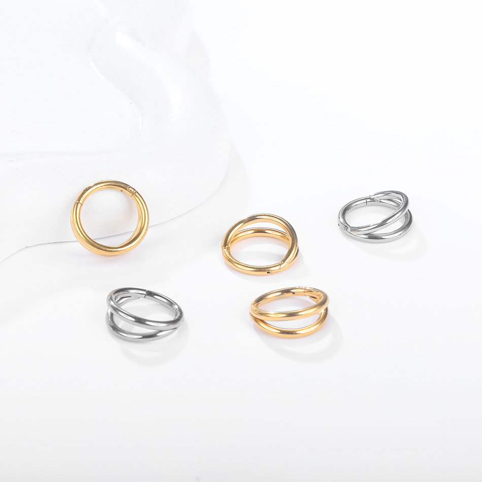 1pc チタン軟骨フープイヤリングジルコンハートヒンジセグメ - Septum Clicker Ring のレビューと価格