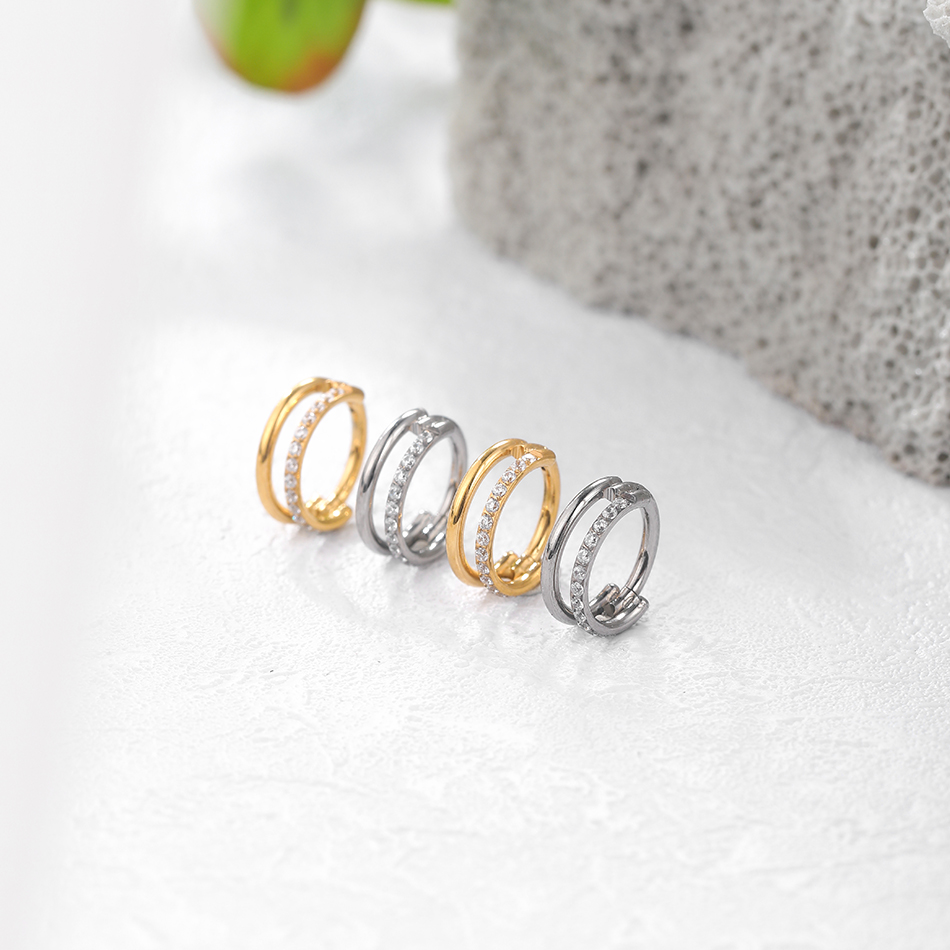 1pc チタン軟骨フープイヤリングジルコンハートヒンジセグメ - Septum Clicker Ring のレビューと価格