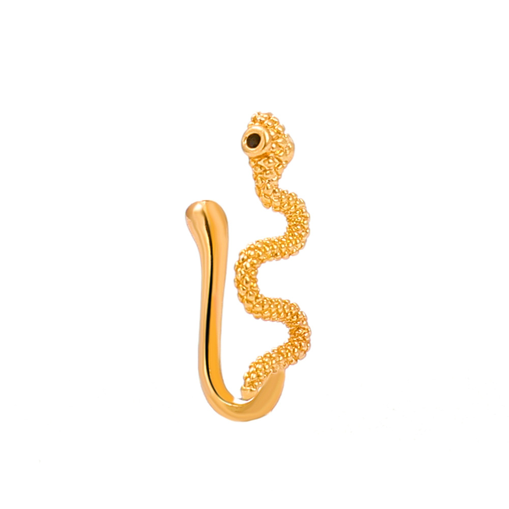 ゴールドテクスチャスネークシェイプノーズカフノンピアスセプタ - Body Jewelry Nose Ring のレビューと価格