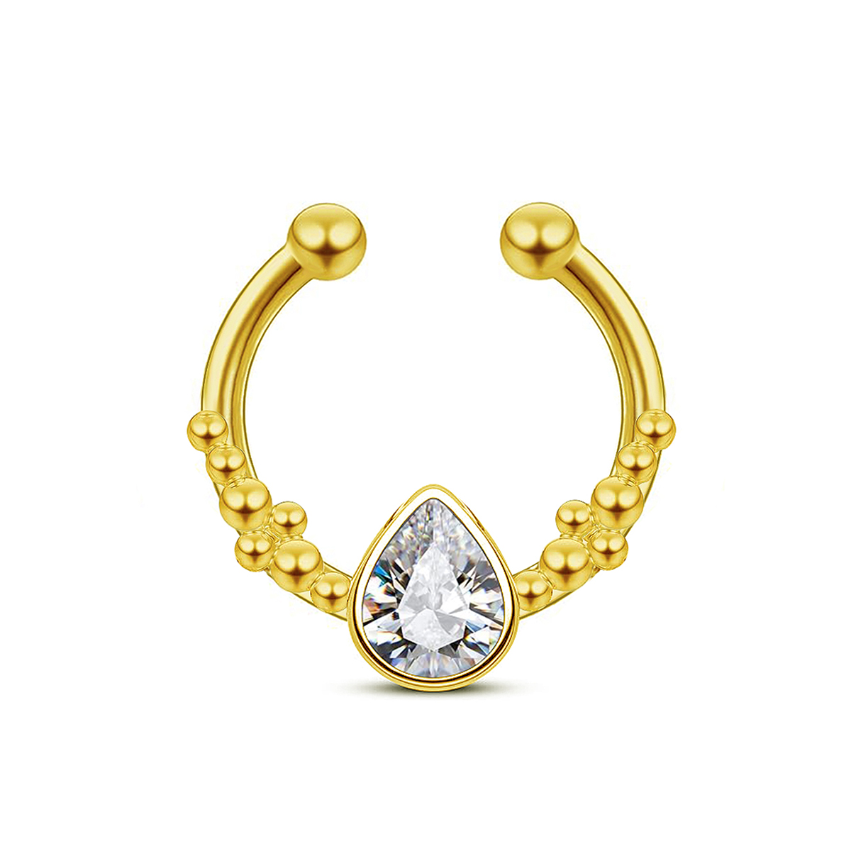 ステンレス鋼ホースシューウォータードロップノーズリング女性用 - Body Jewelry Nose Ring のレビューと価格