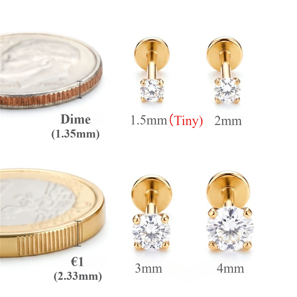 女性用ステンレス鋼ノーズスタッド、軟骨ピアスジュエリー、ヘリ - Body Jewelry Flat Back のレビューと価格
