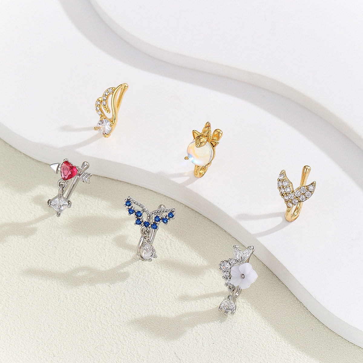偽の鼻ピアスジュエリー高品質銅製CZノーズカフノンピアスクリ - Body Jewelry Nose Ring のレビューと価格