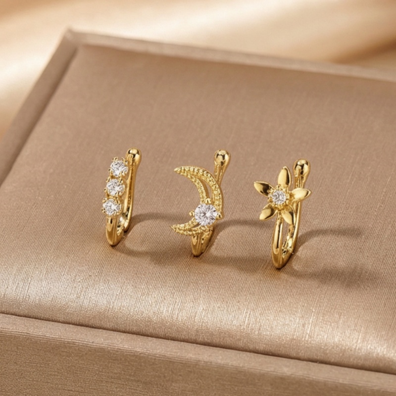 3ピースレトロライトラグジュアリーノーズクリップセット、人工 - Body Jewelry Nose Ring のレビューと価格