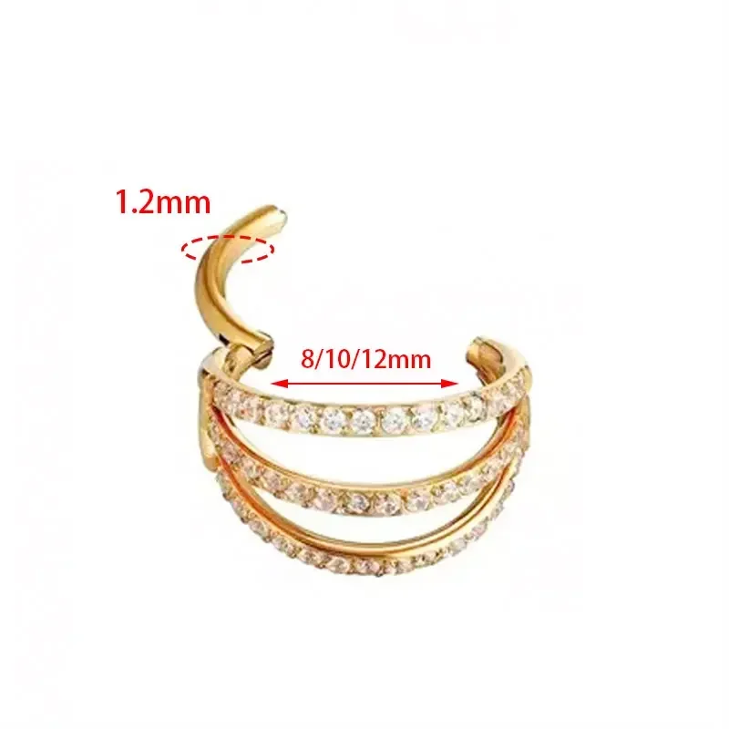 G23 チタンヒンジセグメント鼻リング 3 層 CZ セプタ - Septum Clicker Ring のレビューと価格