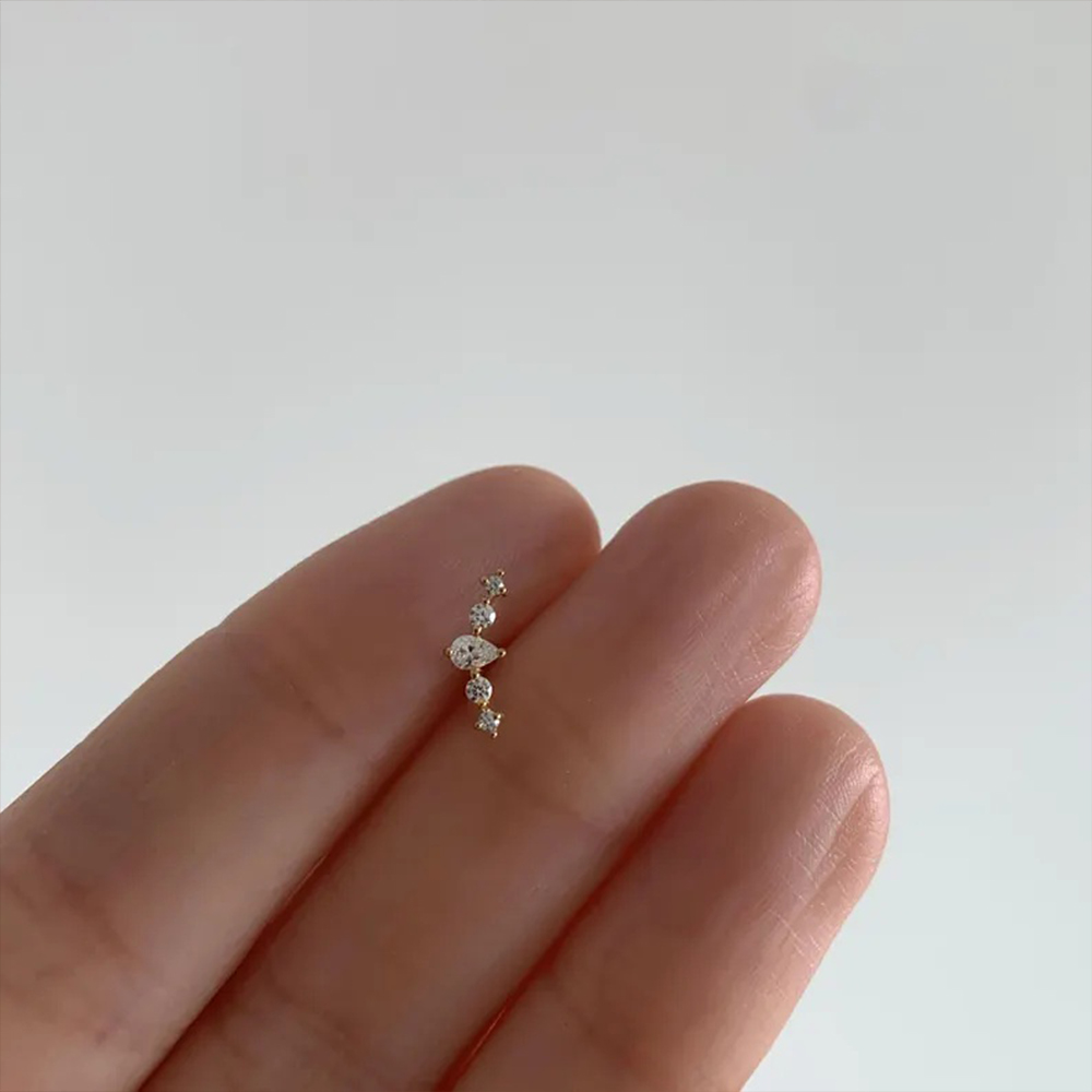BOAKO 1PC 925 スターリングシルバー CZ フラ - Body Jewelry Flat Back のレビューと価格