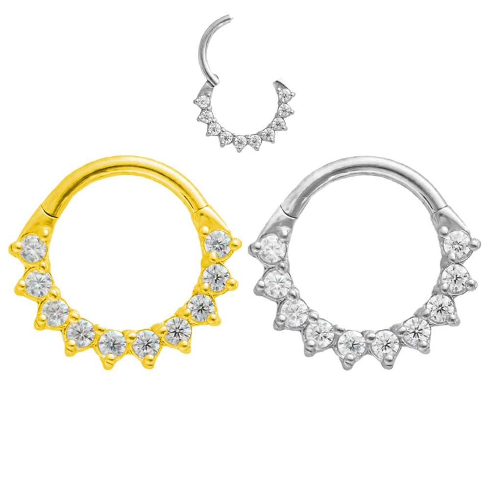 女性用セプタム付き台形ピアス,外科用鋼,鼻ピアス,クリッカー - Septum Clicker Ring のレビューと価格