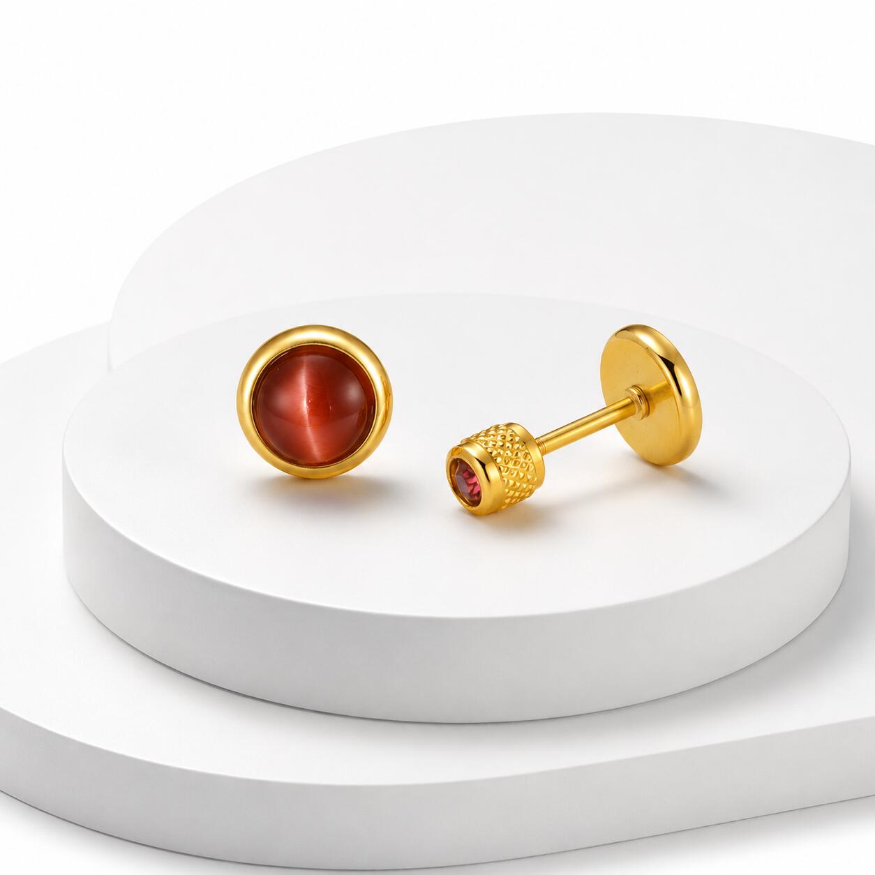 誕生石スタッドピアス 女性用、18Kゴールドメッキステンレス - Body Jewelry Flat Back のレビューと価格