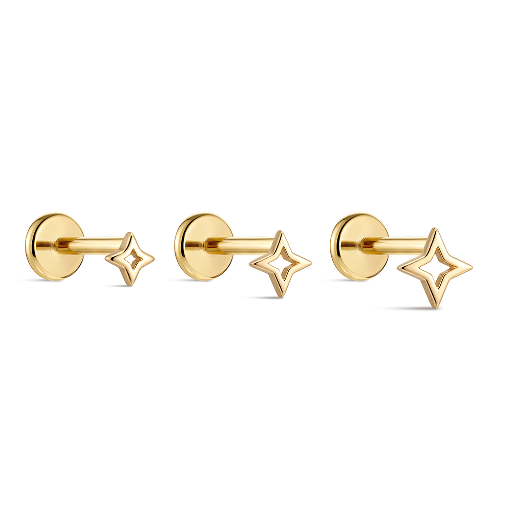 ROXI 1個入り 5/6/8mm 14Kソリッドゴールドプ - Star Flat Back のレビューと価格