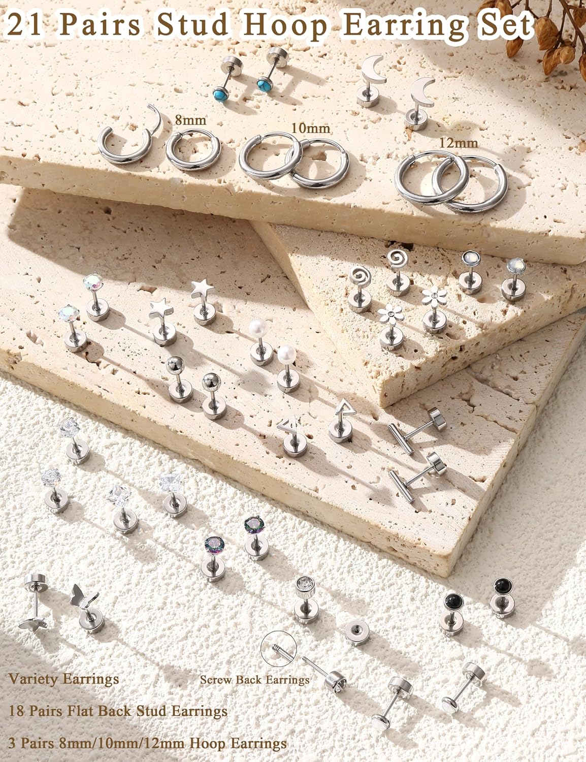 FASACCO 1 ペアサージカルスチールフラットバックイヤ - Body Jewelry Flat Back のレビューと価格